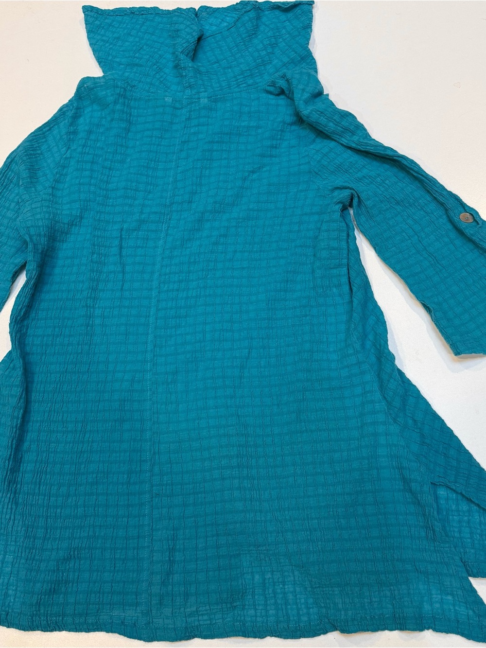 Soft Surroundings Teal Crinkled Trench Coat